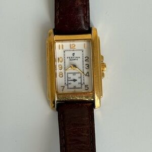 Festina Quartz Gold and Brown Leather Women’s Dual Dial Watch